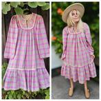 Vintage 70s India katoenen hippie jurk romy Boomsma visionar, Ophalen of Verzenden, Zo goed als nieuw, Vintage, Maat 36 (S)