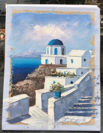 Leuk schilderijtje van santorini Griekenland. beschikbaar voor biedingen