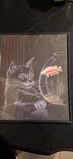 Schilderij Kat en Goudvis, Antiek en Kunst, Ophalen