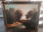 Schilderij landschap met figuur en hond, Antiek en Kunst, Ophalen