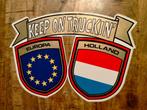 Keep on Trucking Europa Holland vintage vrachtwagen sticker, Verzamelen, Ophalen of Verzenden, Zo goed als nieuw, Auto's