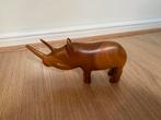 Houten Neushoorn Beeld - Handgemaakt Decoratie, Antiek en Kunst, Ophalen of Verzenden