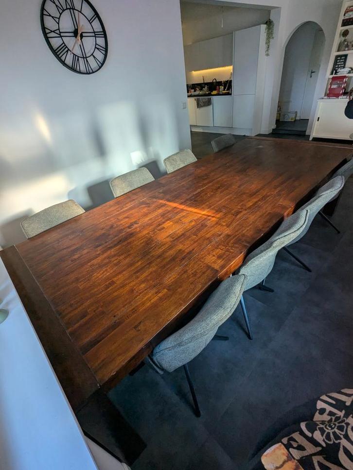 Massief houten eettafel - 300cm, Huis en Inrichting, Tafels | Eettafels, Gebruikt, 100 tot 150 cm, 200 cm of meer, Vijf personen of meer