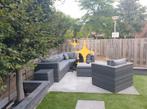 Wicker loungeset antraciet met lichtgrijze kussens, Tuin en Terras, Ophalen, Bank, Zo goed als nieuw, Loungeset