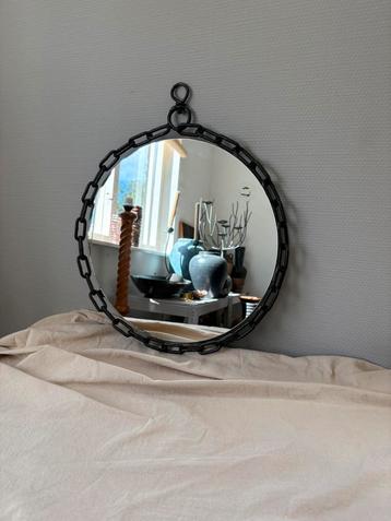 Vintage castiron chain link brutalist spiegel d39cm beschikbaar voor biedingen