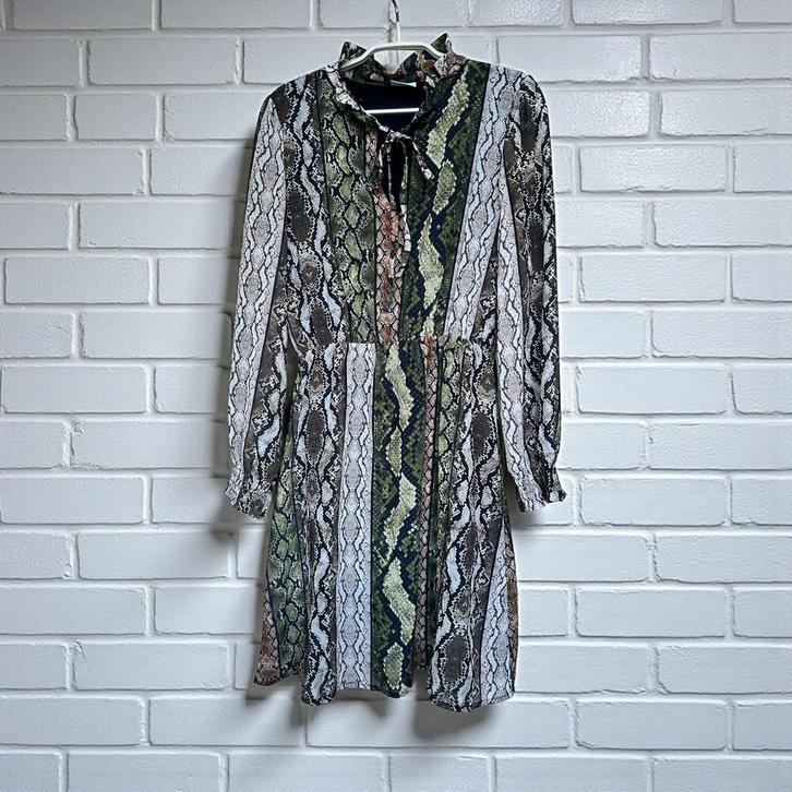Wild Ones Jurk Maat L/XL Groen Bruin Slangenprint, Kleding | Dames, Jurken, Zo goed als nieuw, Maat 46/48 (XL) of groter, Groen
