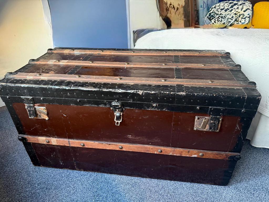 Oude hutkoffer/reiskist, Ophalen, Overige materialen, Gebruikt, 100 tot 150 cm