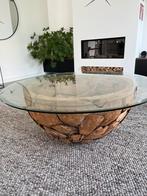 Prachtige salontafel eyecatcher (teakhout), Huis en Inrichting, Ophalen, Gebruikt, Minder dan 50 cm, Teakhout