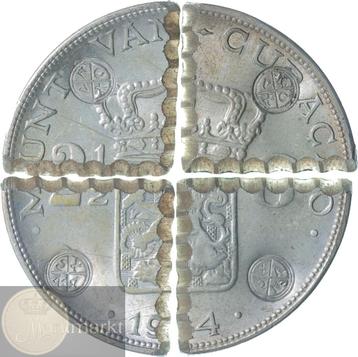 Curaçao - 2½ gulden 1944 gevierendeeld met klop E35 "VNCX" beschikbaar voor biedingen