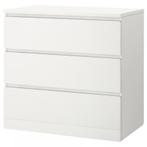 Ikea Malm Ladekast - 3 Lades - Wit, Ophalen, Kunststof, 50 tot 100 cm, Zo goed als nieuw