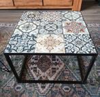 Salontafel (staal & Portugese tegels), Huis en Inrichting, Ophalen, 50 tot 100 cm, Vierkant, 50 tot 100 cm