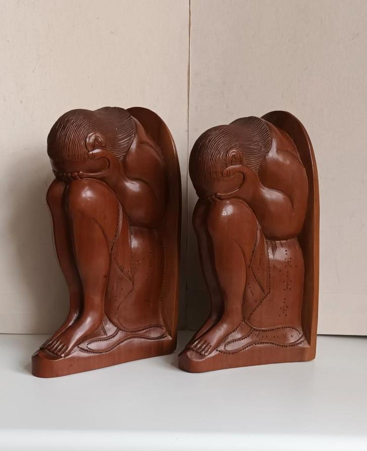 Art Deco Balinese boekensteunen Yogi Man Orang Malu Indonesi, Antiek en Kunst, Kunst | Niet-Westerse kunst, Ophalen of Verzenden