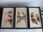 Set van drie aquarel werkjes Chinees of Japans., Ophalen