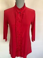 Rode top/blouse met ruches - Angelle Milan, Kleding | Dames, Tops, Angelle Milan, Ophalen of Verzenden, Lange mouw, Maat 36 (S)