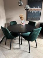 Ronde zwarte eettafel van hout, Huis en Inrichting, Tafels | Eettafels, Ophalen, Gebruikt, 100 tot 150 cm, Rond