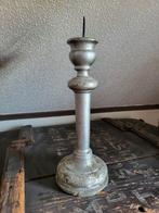 Antiek Frans houten kandelaar met zilverkleur., Ophalen of Verzenden, Overige materialen
