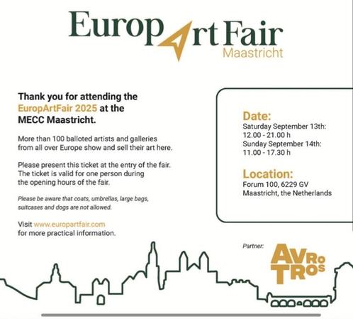 Kaarten voor EuropArtFair 2025, Tickets en Kaartjes, Beurzen, Drie personen of meer, September