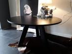 * Zeer mooie ronde matzwarte eiken eettafel 129 cm *, Ophalen, Eikenhout, Rond, Zo goed als nieuw