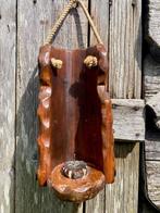 Brutalist vintage kaarsenhouders wand muur hout uit Spanje, Gebruikt, Ophalen of Verzenden, Kandelaar, Hout