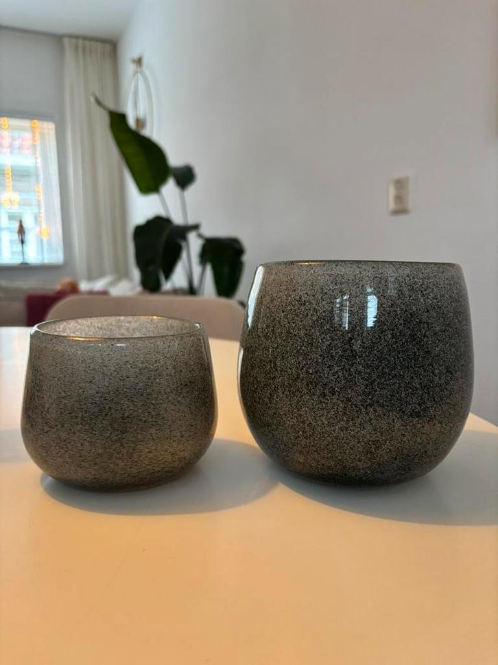 Dutz vaasjes/windlichten set grijs, Huis en Inrichting, Woonaccessoires | Vazen, Zo goed als nieuw, Ophalen of Verzenden