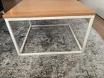 Salontafel - Eiken blad, wit metalen frame 60x60, Ophalen, 50 tot 100 cm, 50 tot 100 cm, Zo goed als nieuw