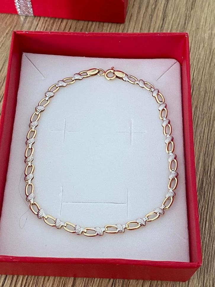 14 karaat gouden armband, wit en geel goud, Sieraden, Tassen en Uiterlijk, Armbanden, Nieuw, Goud, Goud, Ophalen of Verzenden