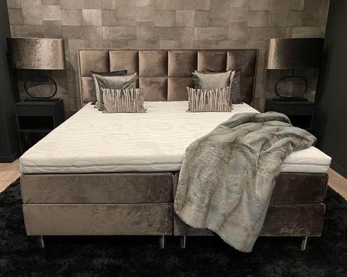 Complete Luxe Boxspring AKTIE, Huis en Inrichting, Slaapkamer | Bedden, Nieuw, Tweepersoons, 180 cm, 200 cm, Stof, Ophalen of Verzenden
