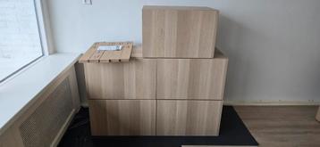 3 ikea besta wandmeubel kastjes met ophangrails - afbeelding 1