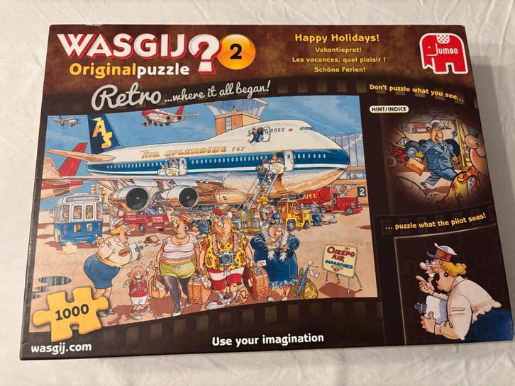 Jumbo Wasgij Original 2 Retro Puzzel vakantiepret 1000 st!, Hobby en Vrije tijd, Denksport en Puzzels, Zo goed als nieuw, Legpuzzel