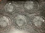 Vintage glazen bord met bloemmotief - Set van 5 stuks, Antiek en Kunst, Antiek | Glas en Kristal, Ophalen of Verzenden