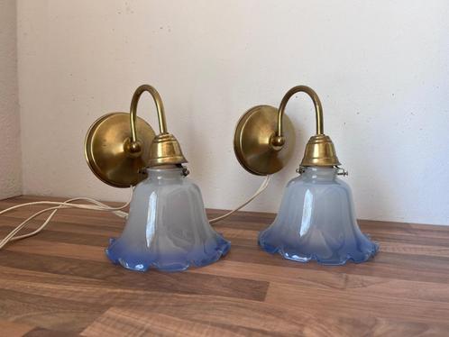 Vintage wandlampjes | glazen tulp kapjes, Verzamelen, Retro, Huis en Inrichting, Ophalen of Verzenden