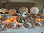 Sarregeumines rodd vogels 1870 antiek beboterd servies, Ophalen