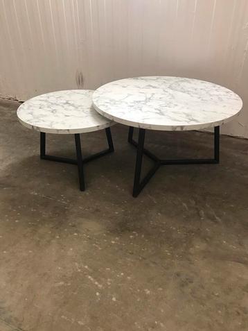 Opruiming actie Salontafel marmerlook wit alleen rond 80 cm beschikbaar voor biedingen