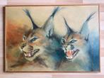 pastel schilderij paartje caracals , Piet ‘68, Antiek en Kunst, Kunst | Schilderijen | Klassiek, Ophalen