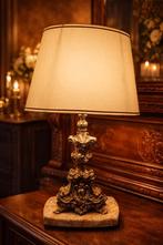 Zware Franse bronzen tafellamp met marmeren voet, Ophalen of Verzenden, Gebruikt, Minder dan 50 cm
