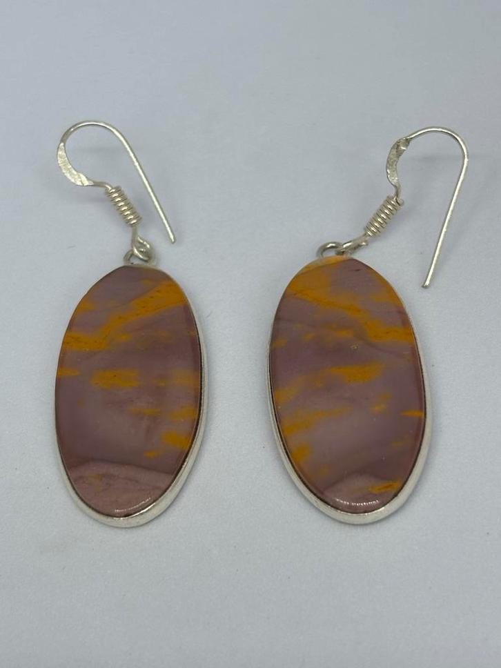 Mokaiet Edelsteen Oorbellen - Handgemaakt, Sieraden, Tassen en Uiterlijk, Oorbellen, Nieuw, Hangers, Overige materialen, Bruin