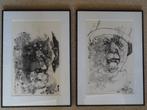 serie mannen portretten, monoprint, Louis de Vries, 2000, Antiek en Kunst, Kunst | Etsen en Gravures, Verzenden