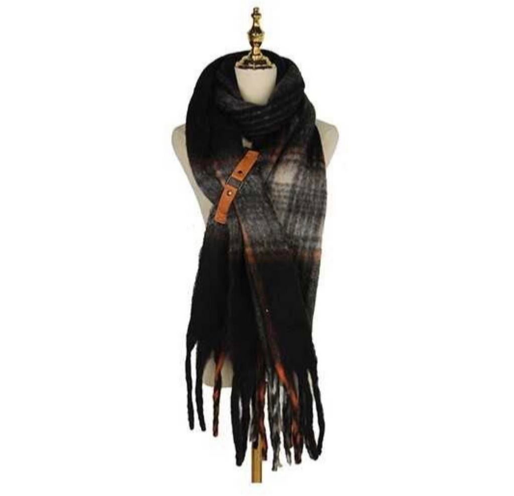 Sjaal Montreal - zxart met ruit en riempje, Ophalen of Verzenden, Nieuw, Maat 46/48 (XL) of groter, Sjaal