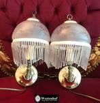 2 Wandlampen / wand lamp goud antiek glas, pegels / kralen, Ophalen of Verzenden, Glas, Klassiek / antiek