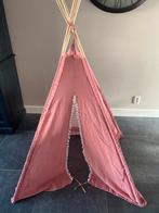 Roze kinder tipi tent met raampje en pompons, Ophalen, Zo goed als nieuw