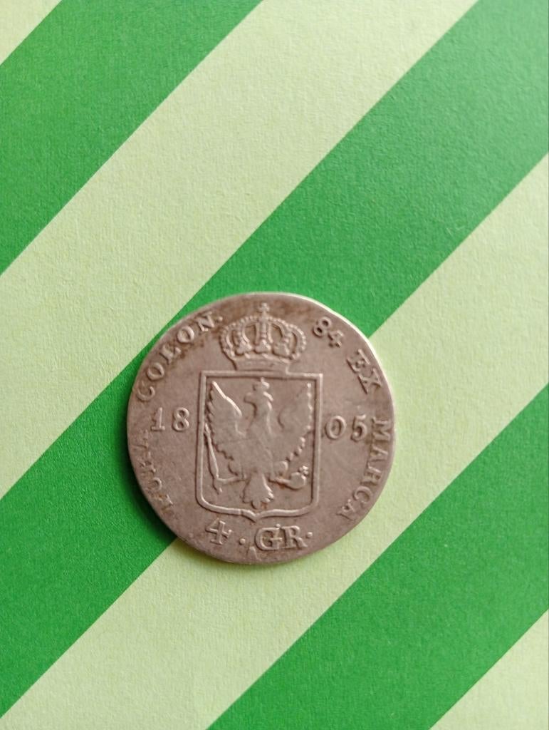 Zilveren munt 1805 - Willem I - 4 GR, Zilver, Koning Willem I, Losse munt, Overige waardes