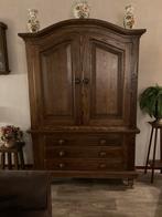 Donker eiken toogkast, Ophalen, Gebruikt, 100 tot 150 cm, 200 cm of meer