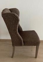 Set van 6 Eetkamerstoelen - Bruin Stof met Nagels, Bruin, Ophalen of Verzenden, Zo goed als nieuw, Stof