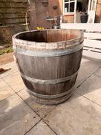Eikenhouten wijnvat / regenton op wieltjes, Ophalen, Gebruikt, Rond, 60 tot 100 cm