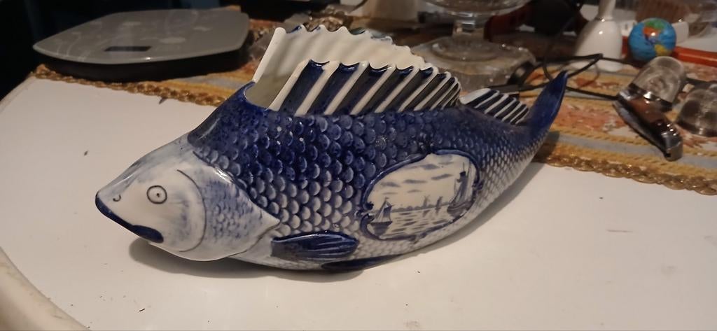 Mooie Delftsblauwe Vis Kom - Decoratief en Uniek, Antiek en Kunst, Antiek | Keramiek en Aardewerk, Ophalen of Verzenden