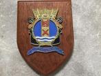 Houten schild Hr.Ms. Van der Wel, Verzamelen, Ophalen of Verzenden, Landmacht, Nederland, Embleem of Badge