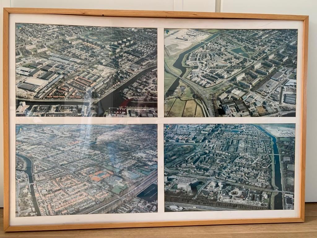 Luchtfoto's Leiderdorp in lijst, Ophalen, Overige materialen, 50 tot 75 cm, Zo goed als nieuw