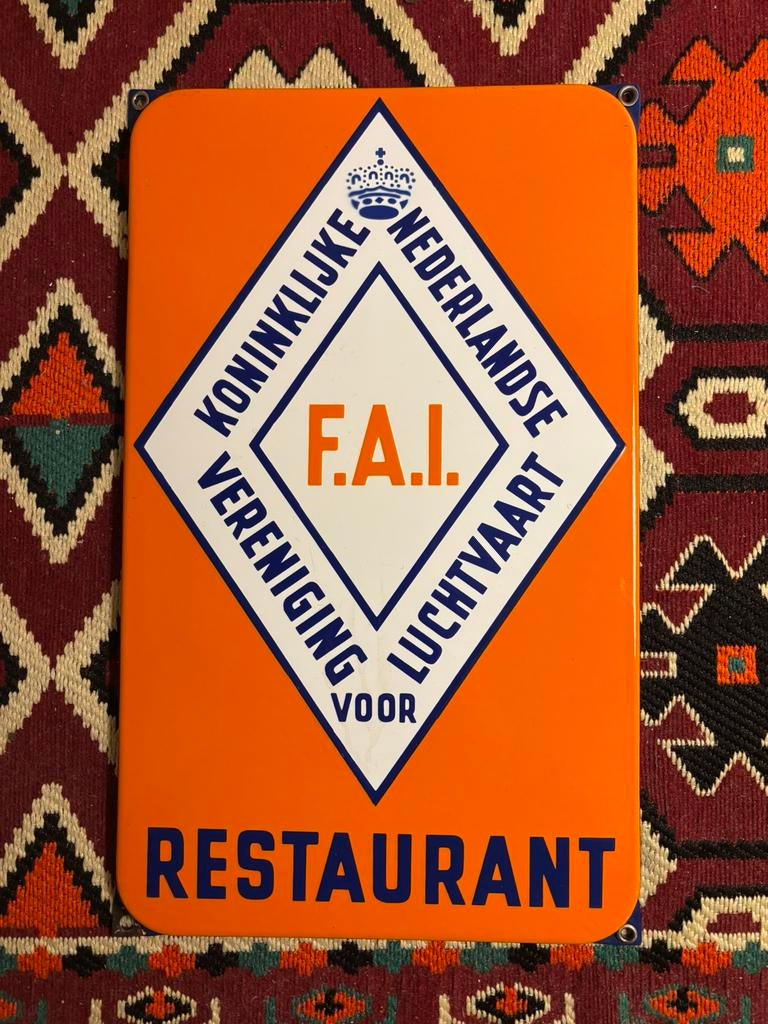 Emaille bord restaurant, Ophalen of Verzenden, Zo goed als nieuw, Reclamebord
