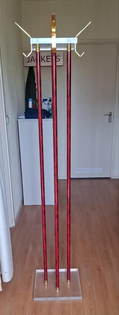 Vintage Hollywood Regency Kapstok - Rood & Goud, Ophalen, Gebruikt, Metaal, Staande kapstok