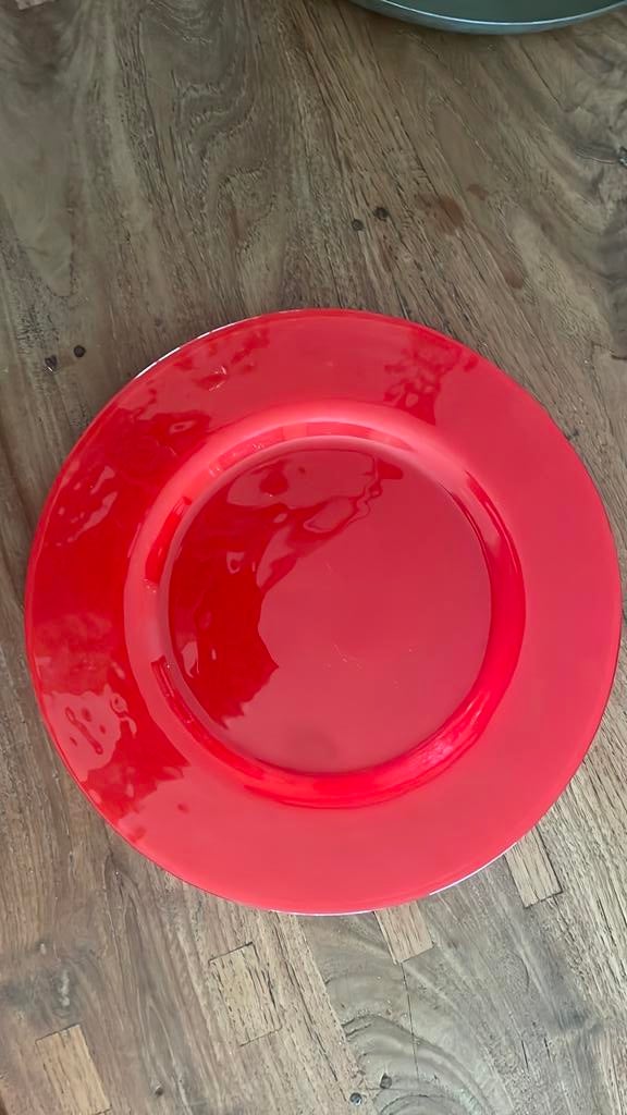 6 rode onderborden, Ophalen, Zo goed als nieuw, Rond, Glas